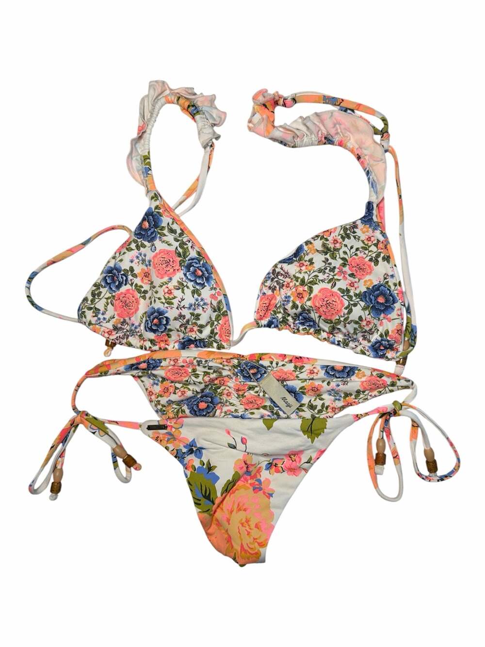 Maaji Floral Print Ruffle Triangle Bikini Set
